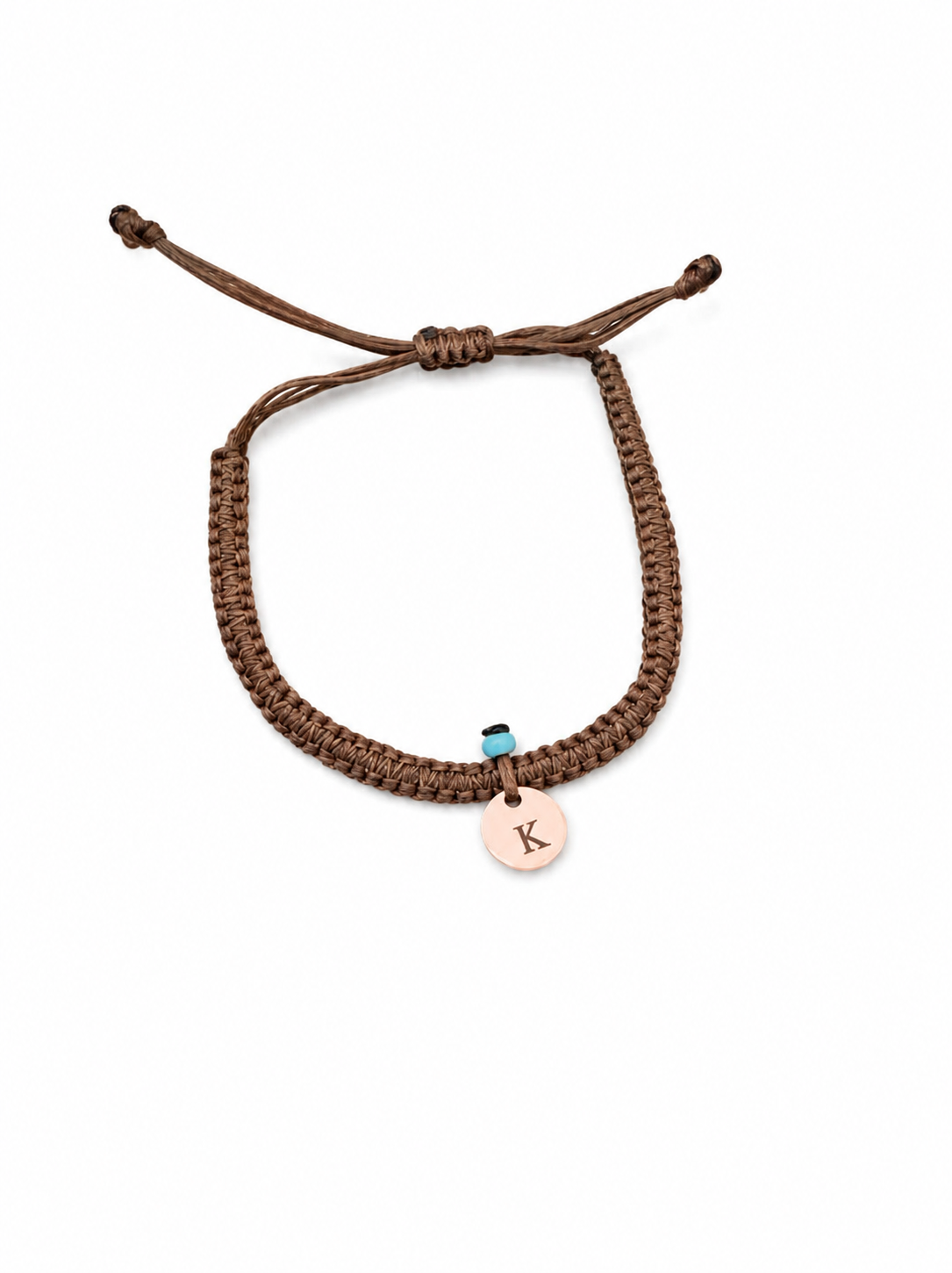 Box cord bracelet with initial