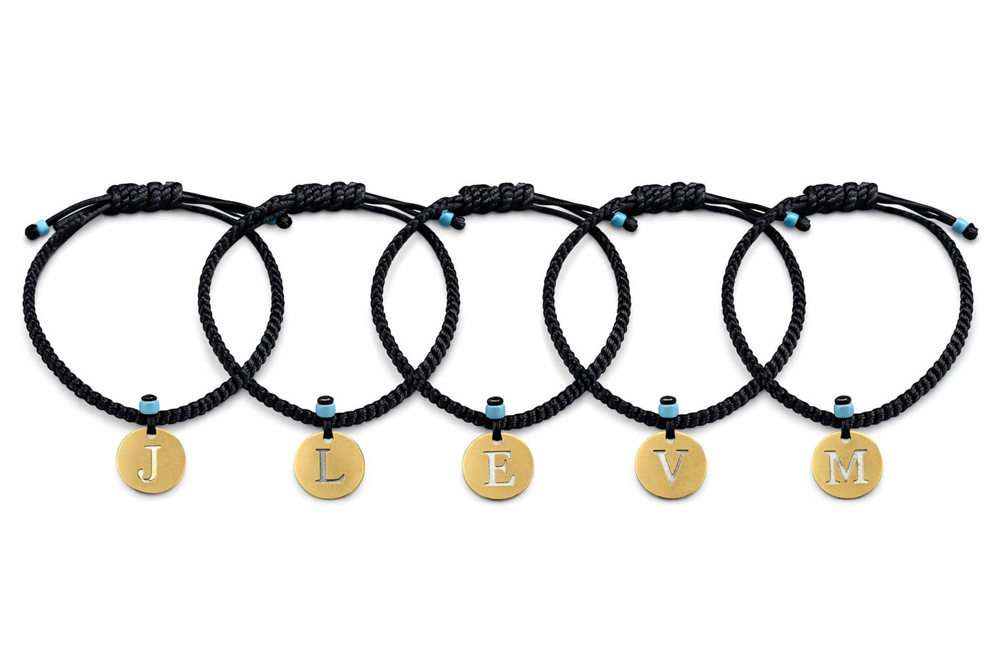 Knotted cord initial bracelet