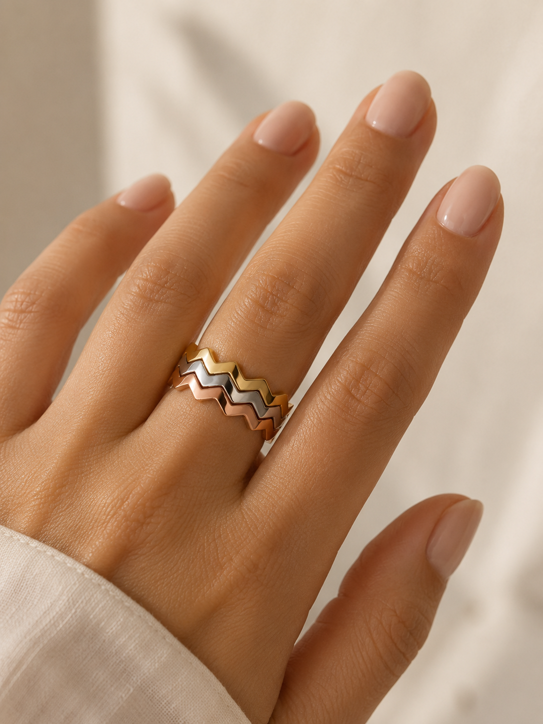 Zig Zag Three Tone Ring