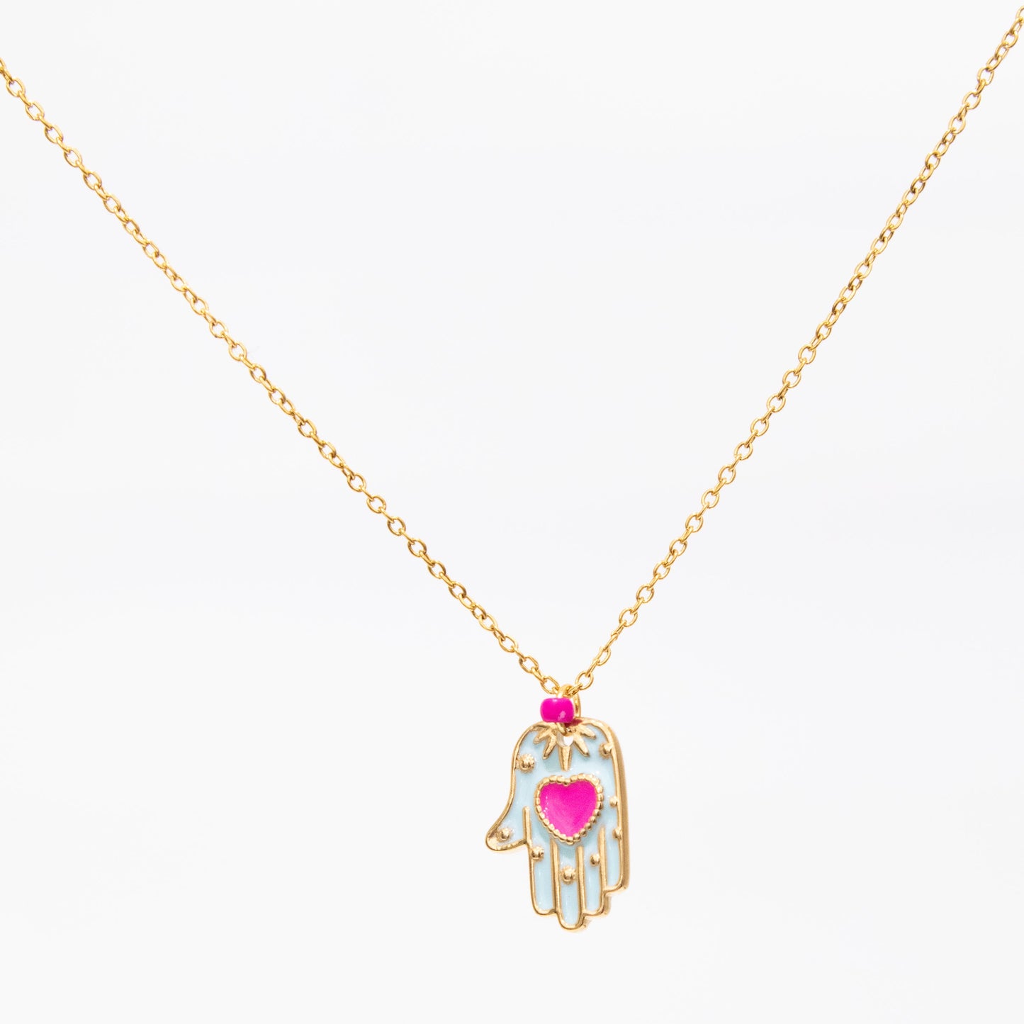 Enamel Chamsa Pendant Necklace