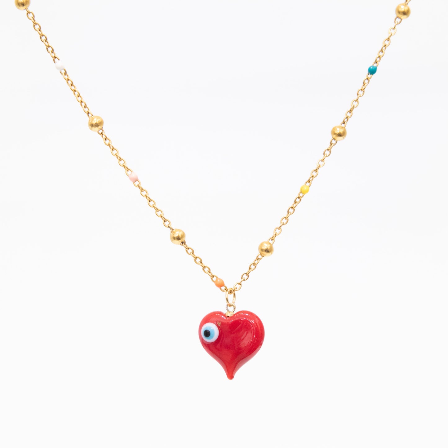 Red Heart and Eye Necklace