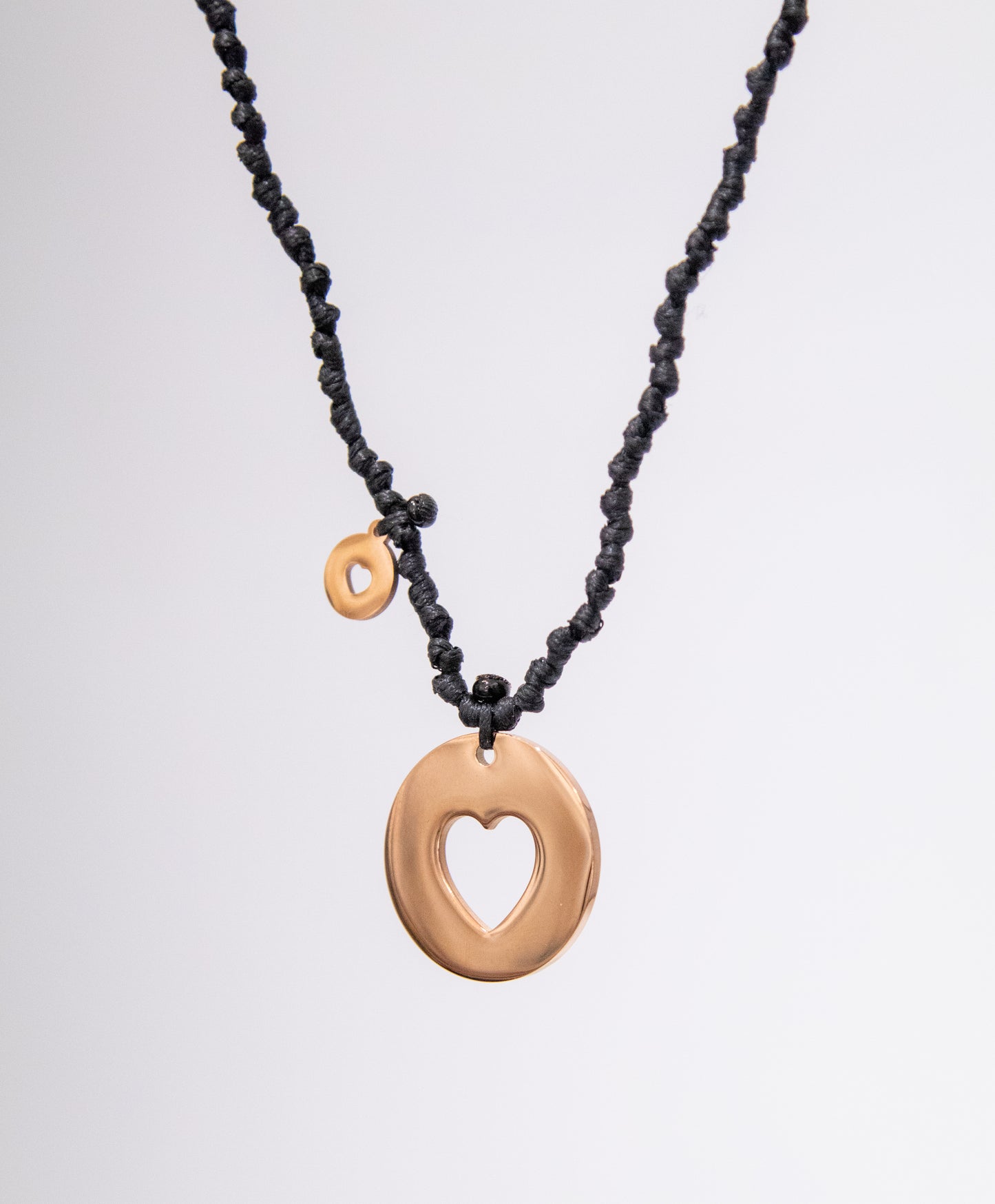 Cut Out Heart And Baby Heart On Cord Necklace