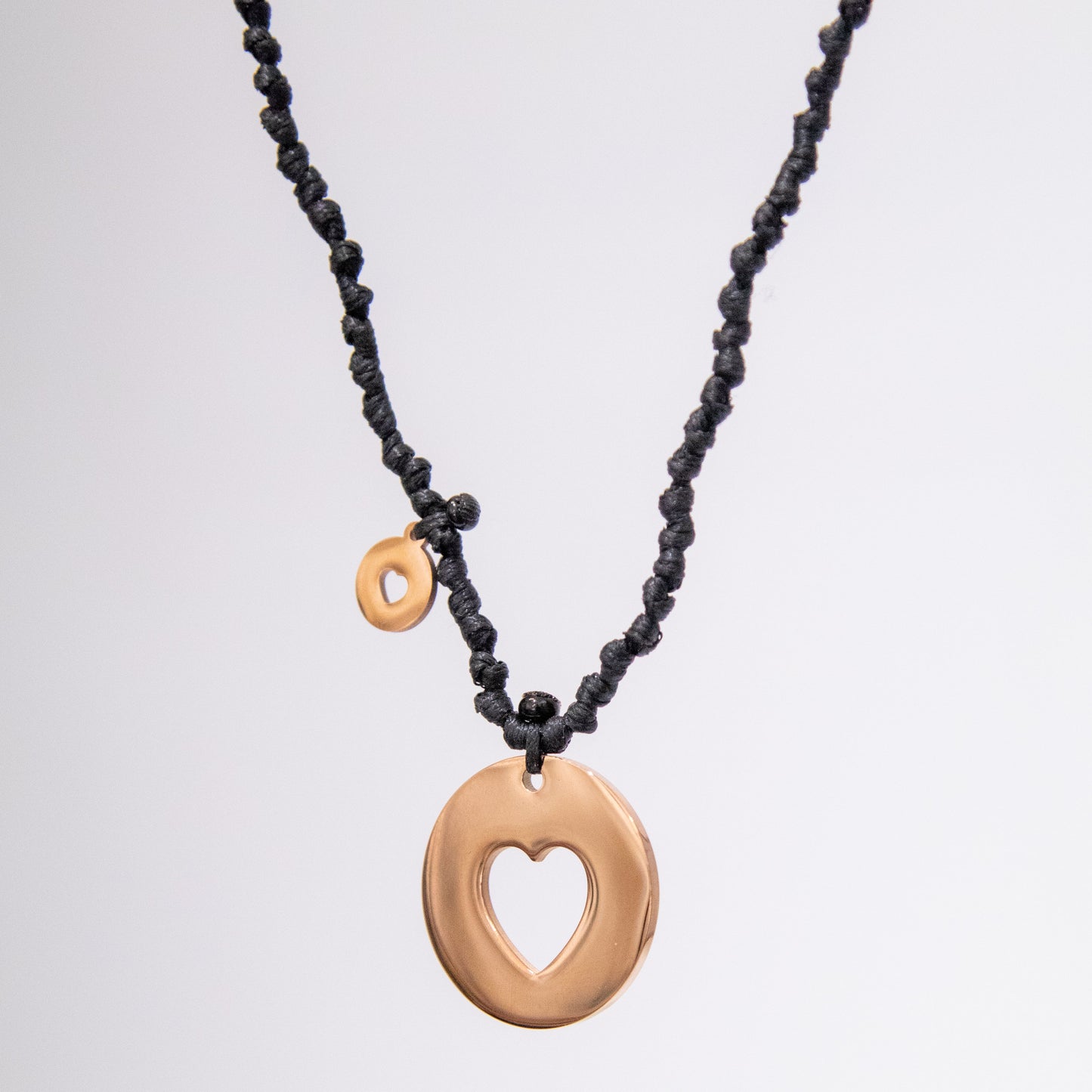 Cut Out Heart And Baby Heart On Cord Necklace
