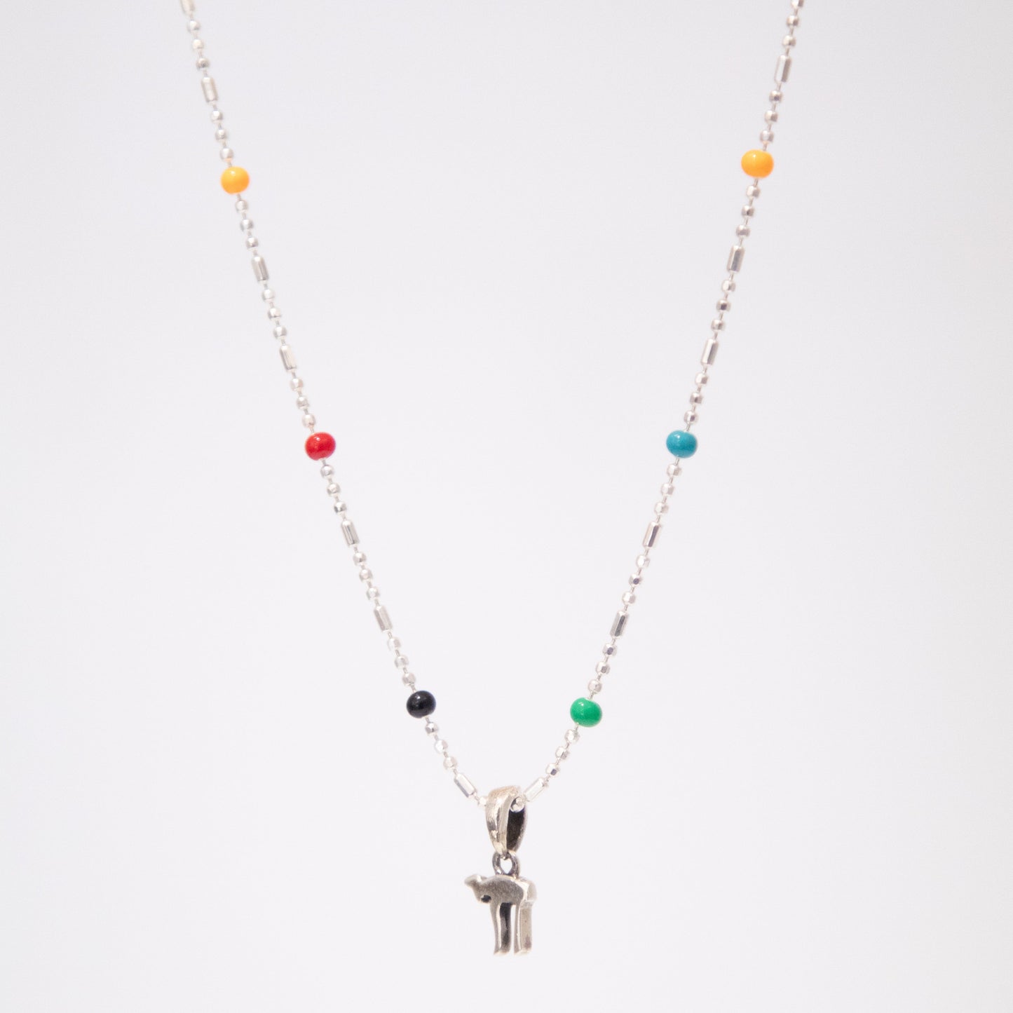 Sterling Silver Chai on Coloured Beaded Chain