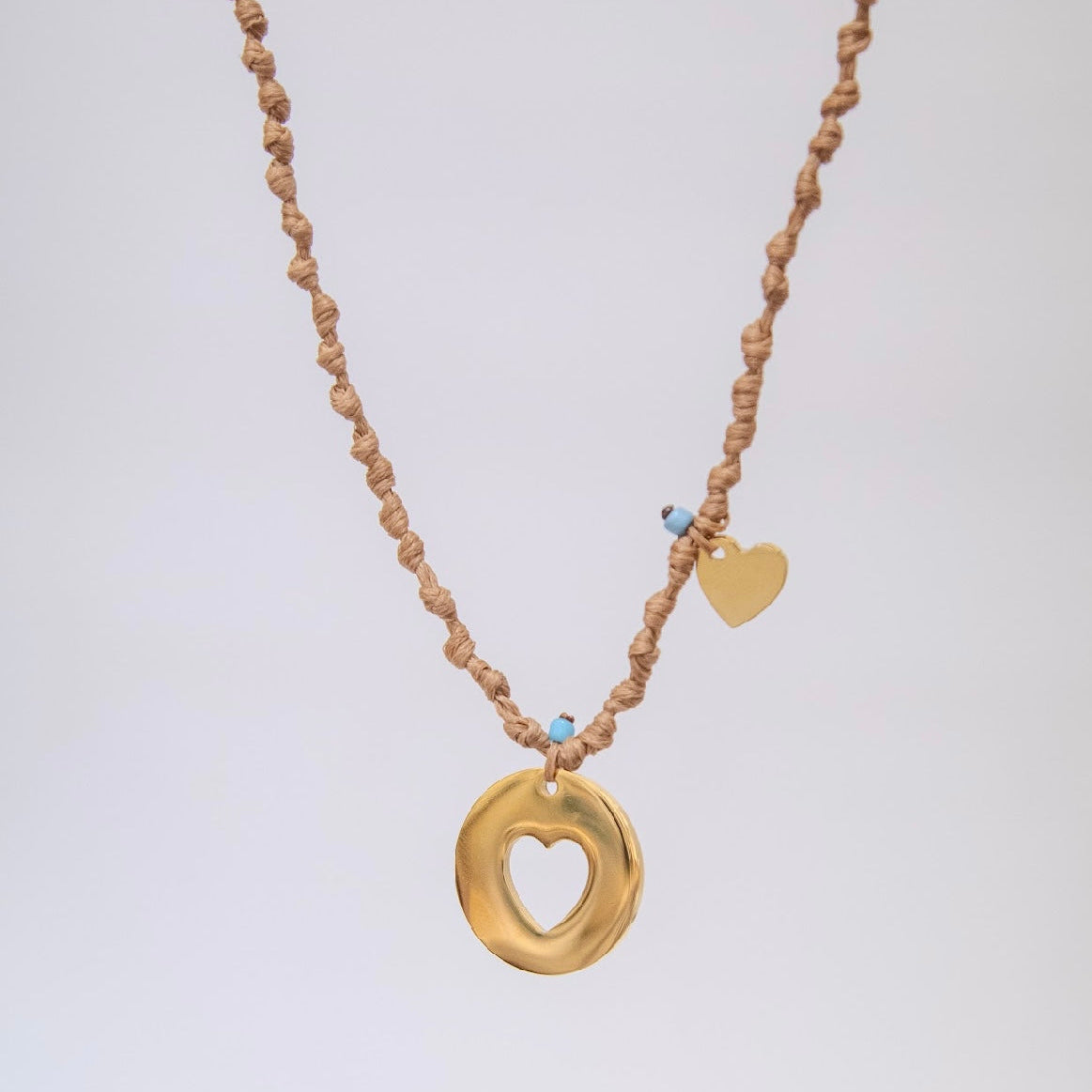 Cut Out Heart And Baby Heart On Cord Necklace