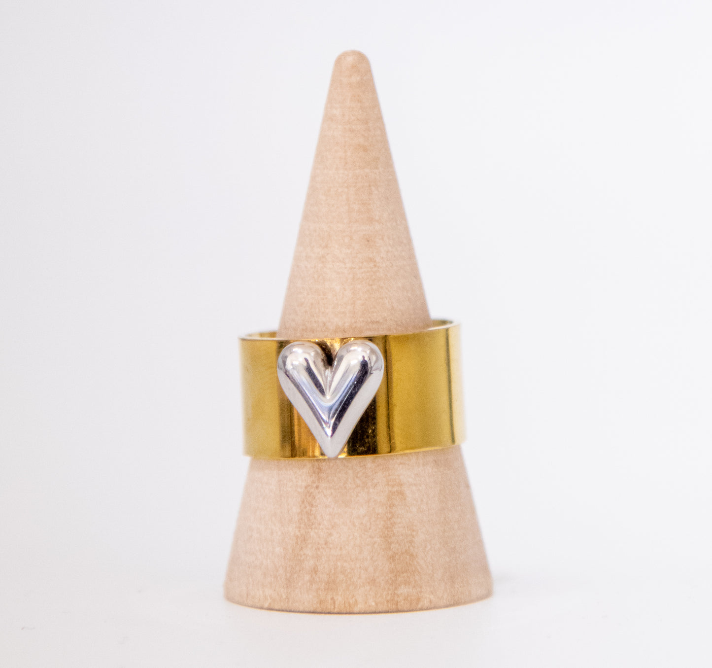Baby Silver Heart on Gold Ring