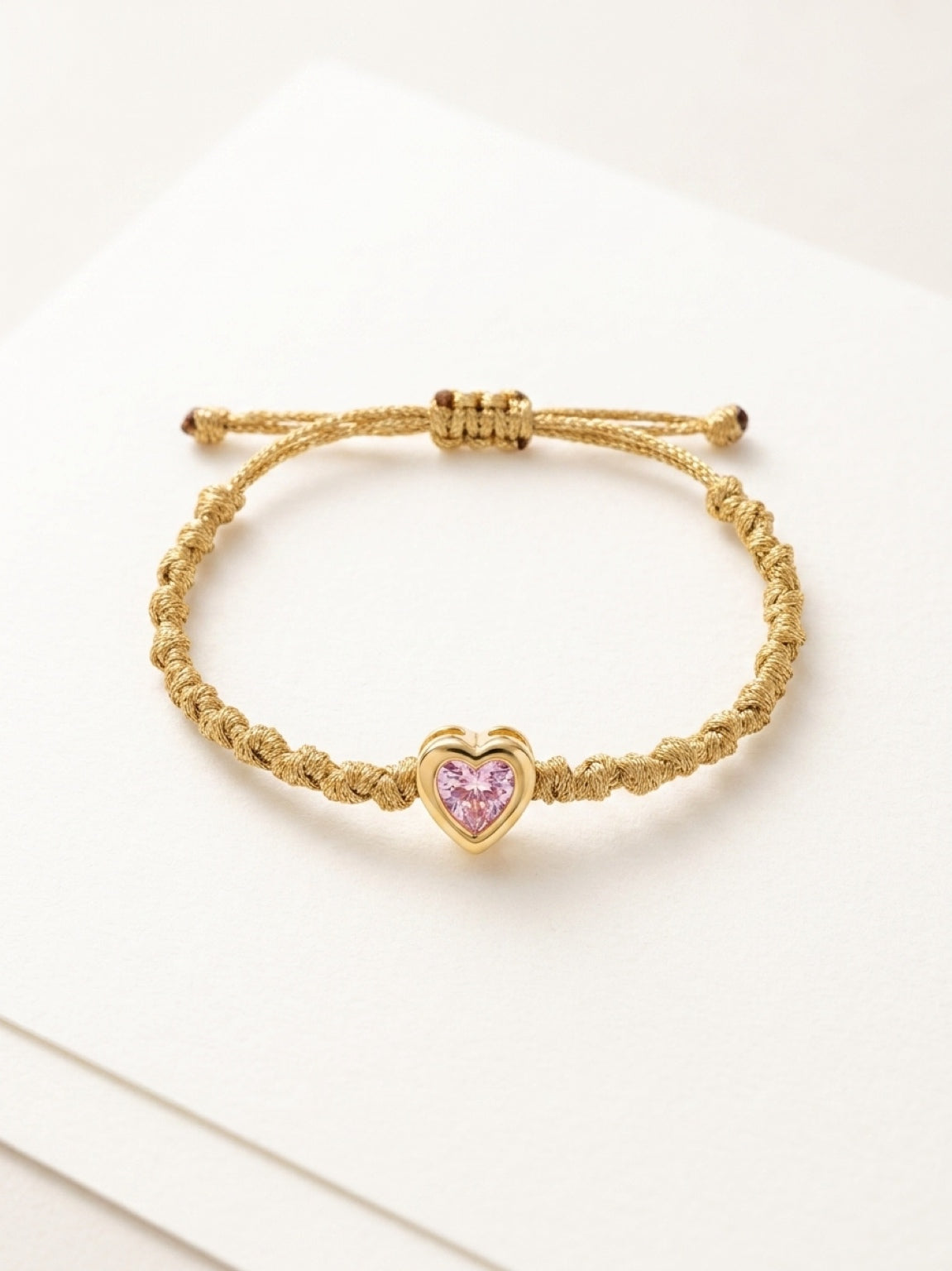 Knotted Cord with Heart Bracelet
