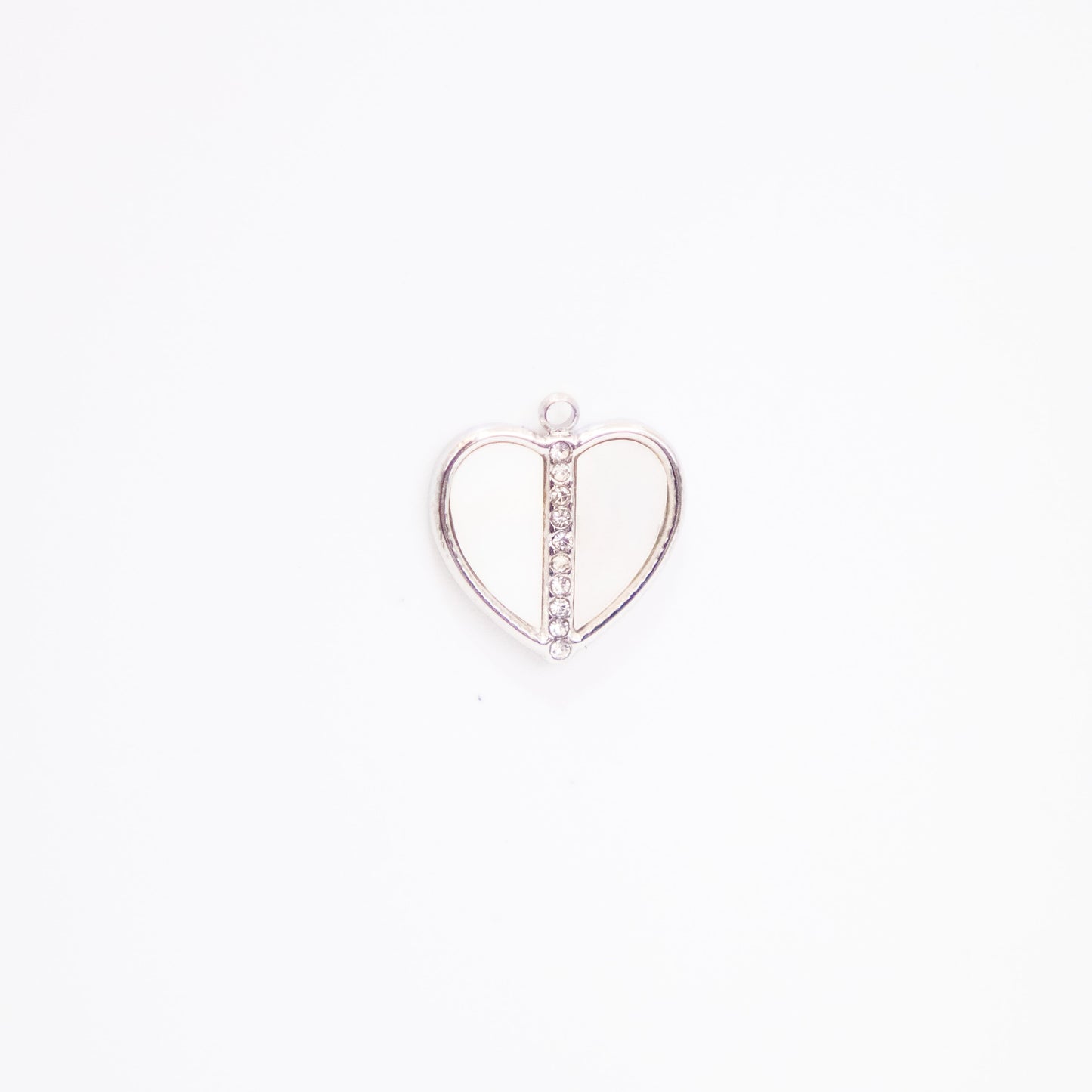 Silver and Pearly White Heart Charm