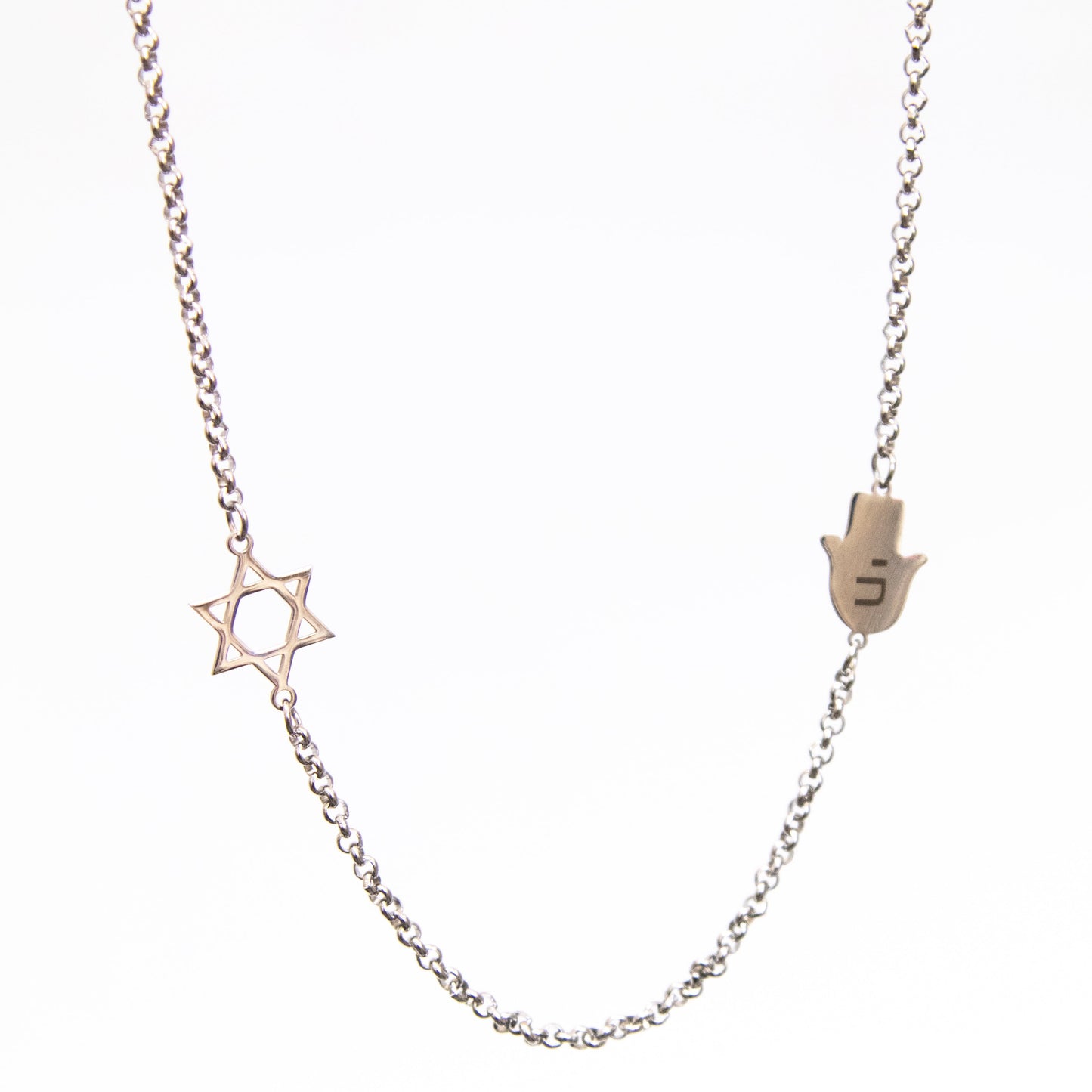 Chamsa with Chai and Magen David Necklace
