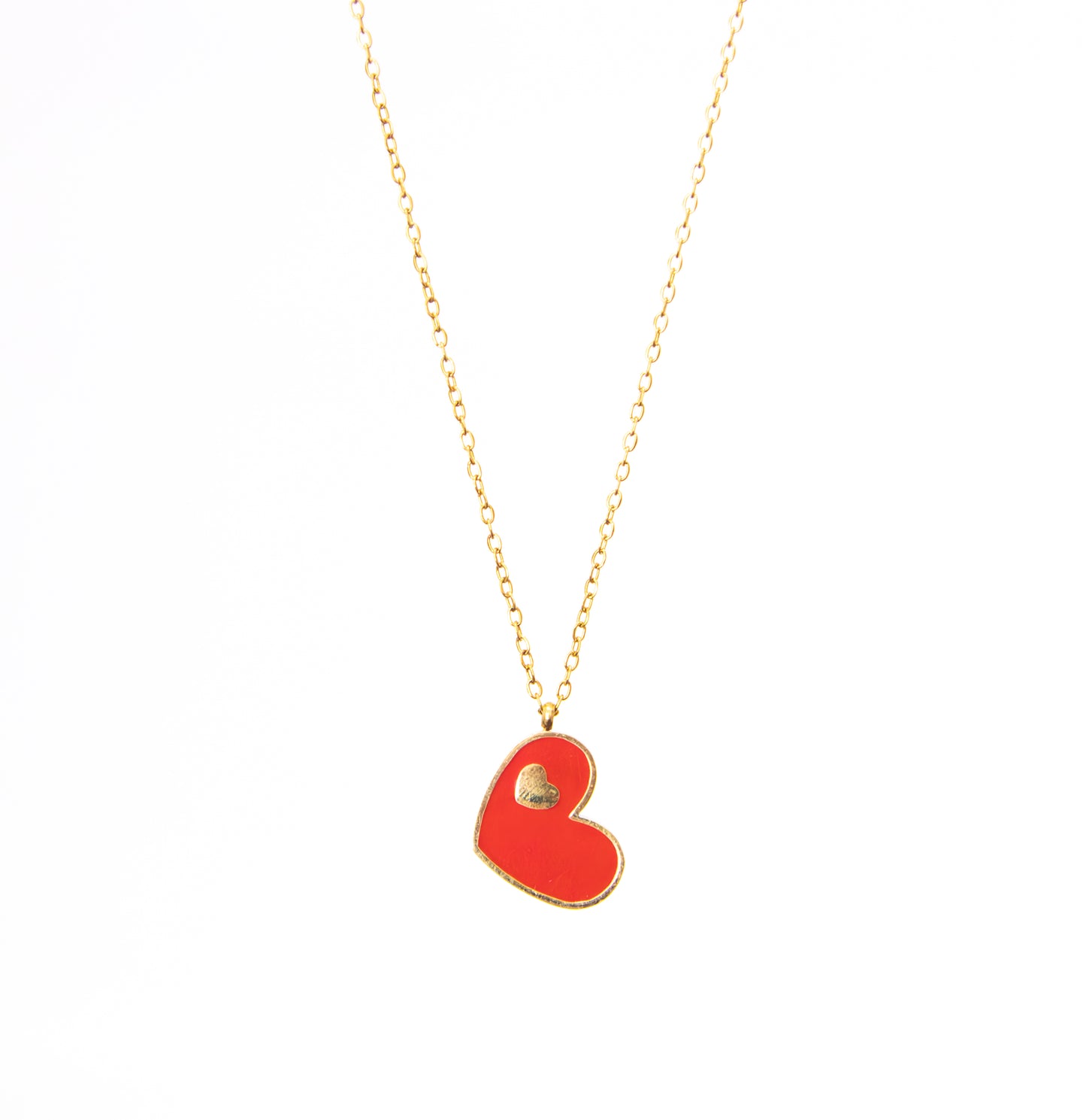 Sideways Heart with Baby Gold Heart Necklace