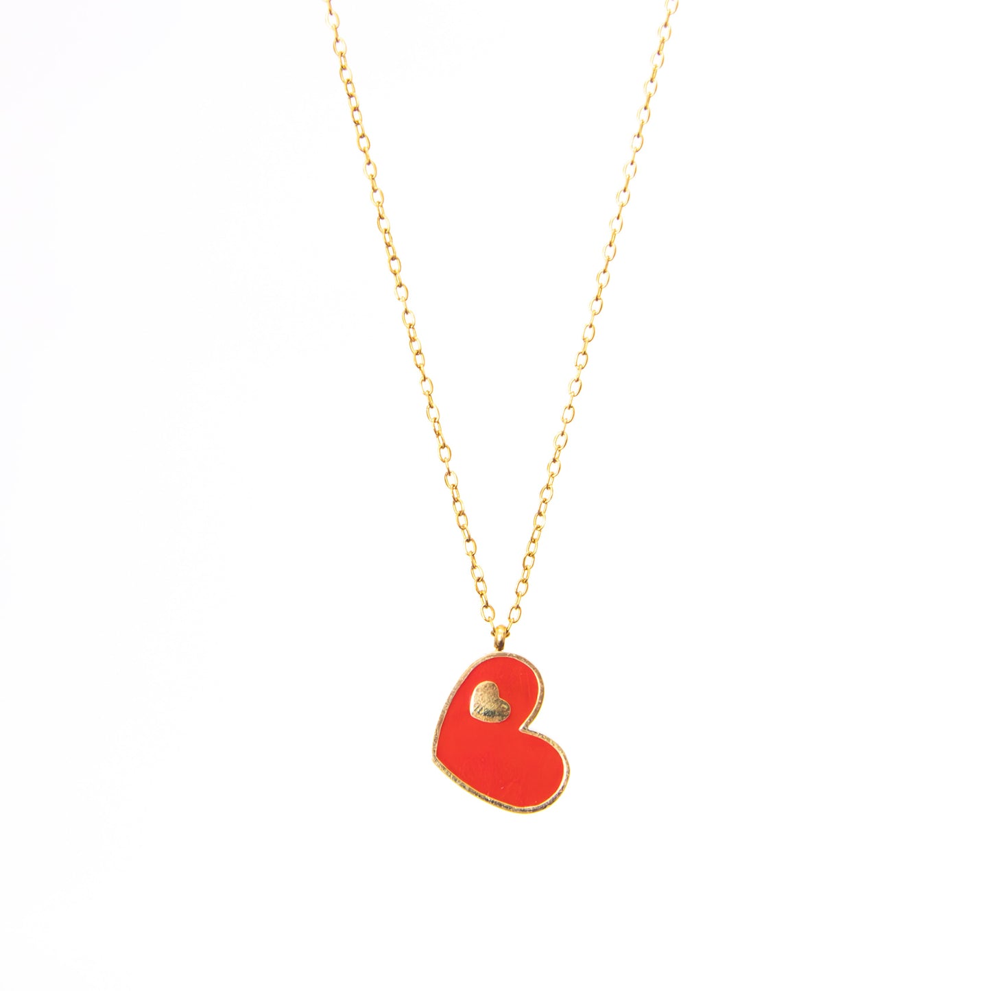 Sideways Heart with Baby Gold Heart Necklace