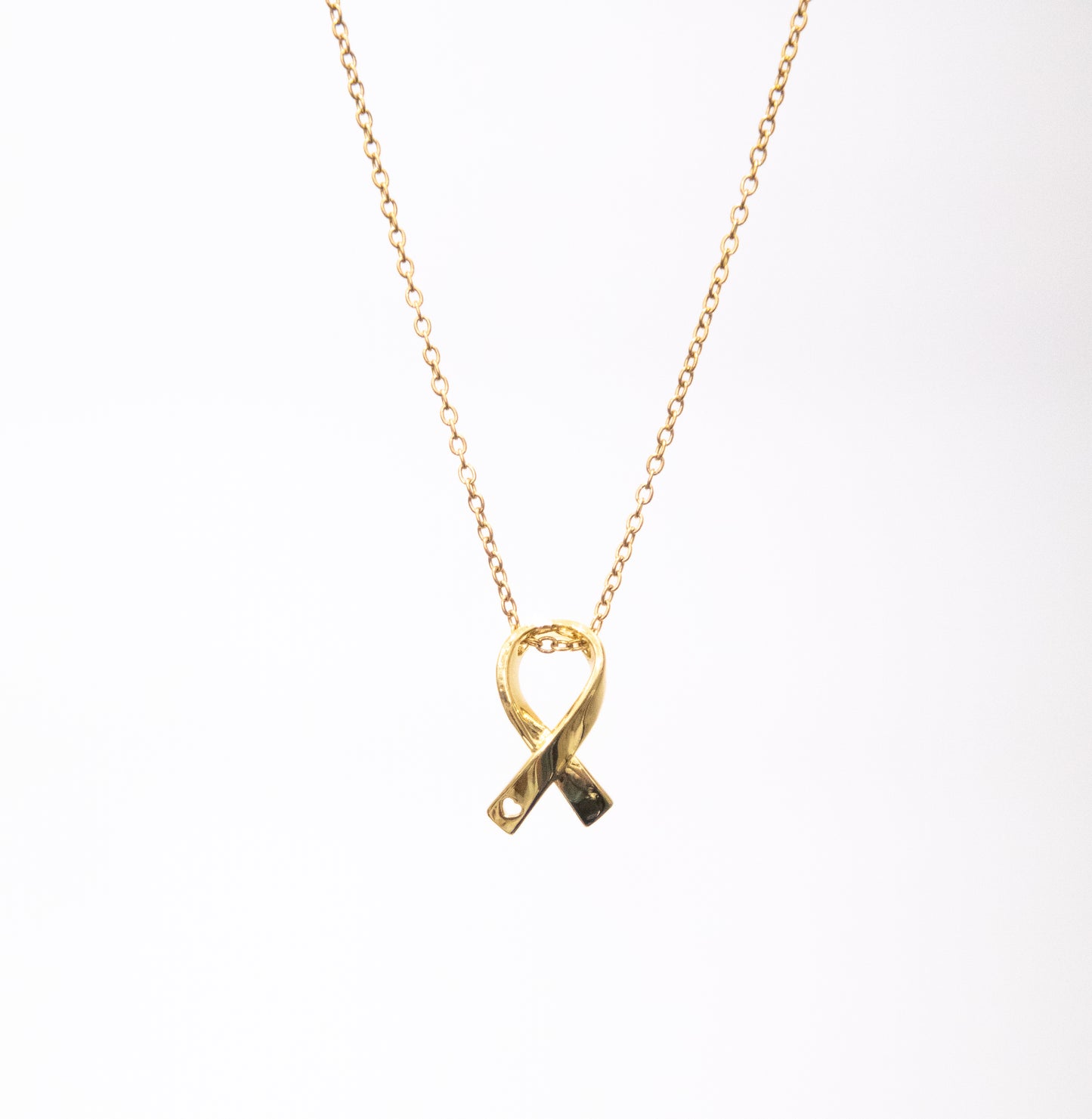 Gold Ribbon with Cut Out Heart Necklace