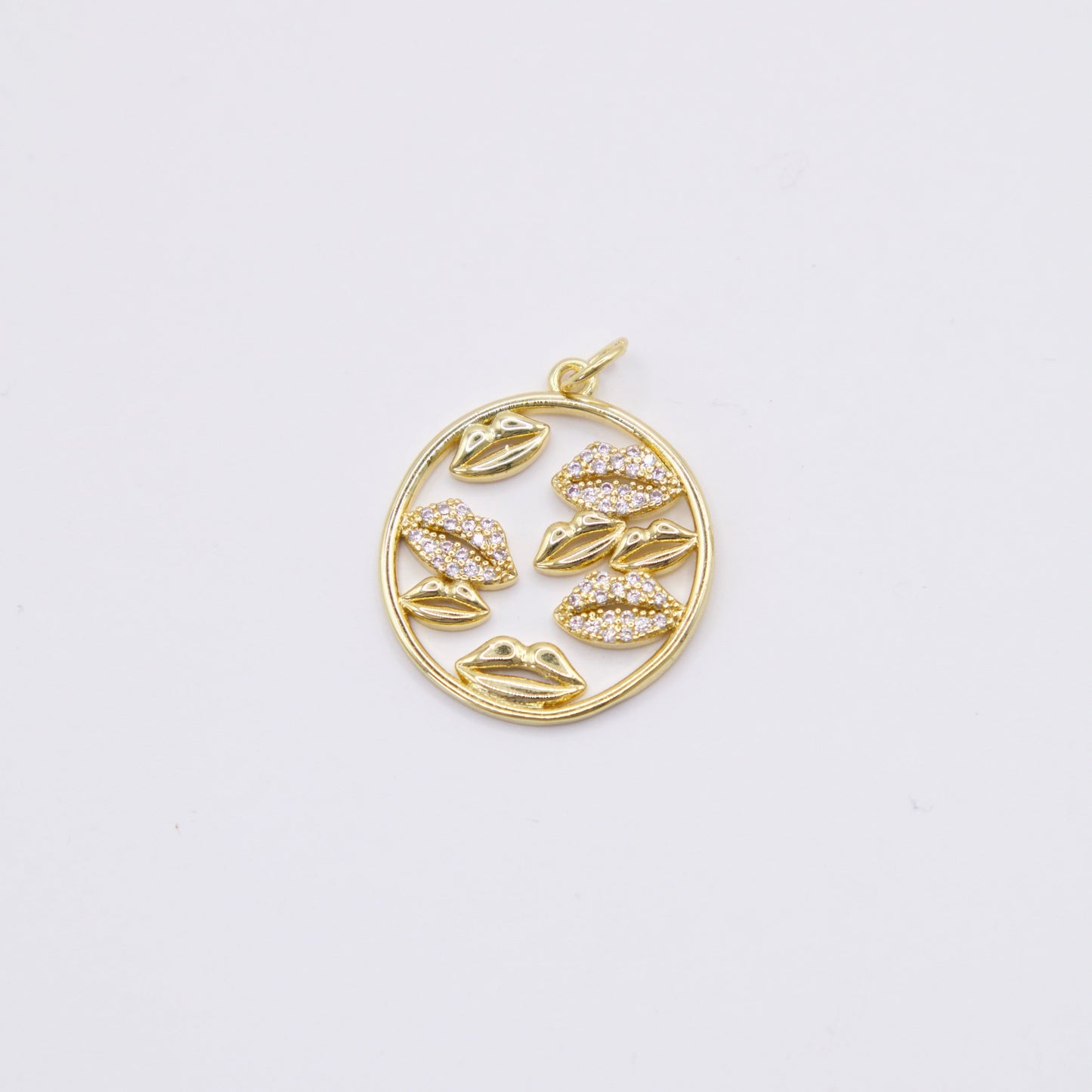 Lips In Circle Charm