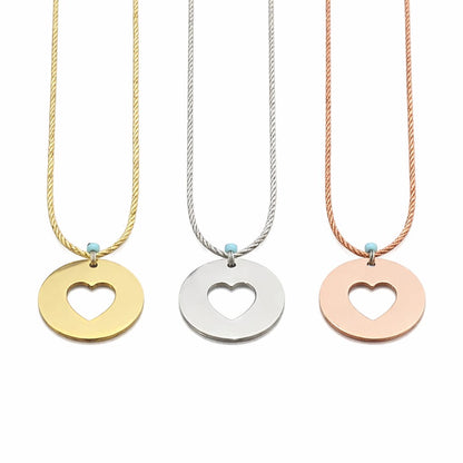 Cut Out Heart On Cord Necklace
