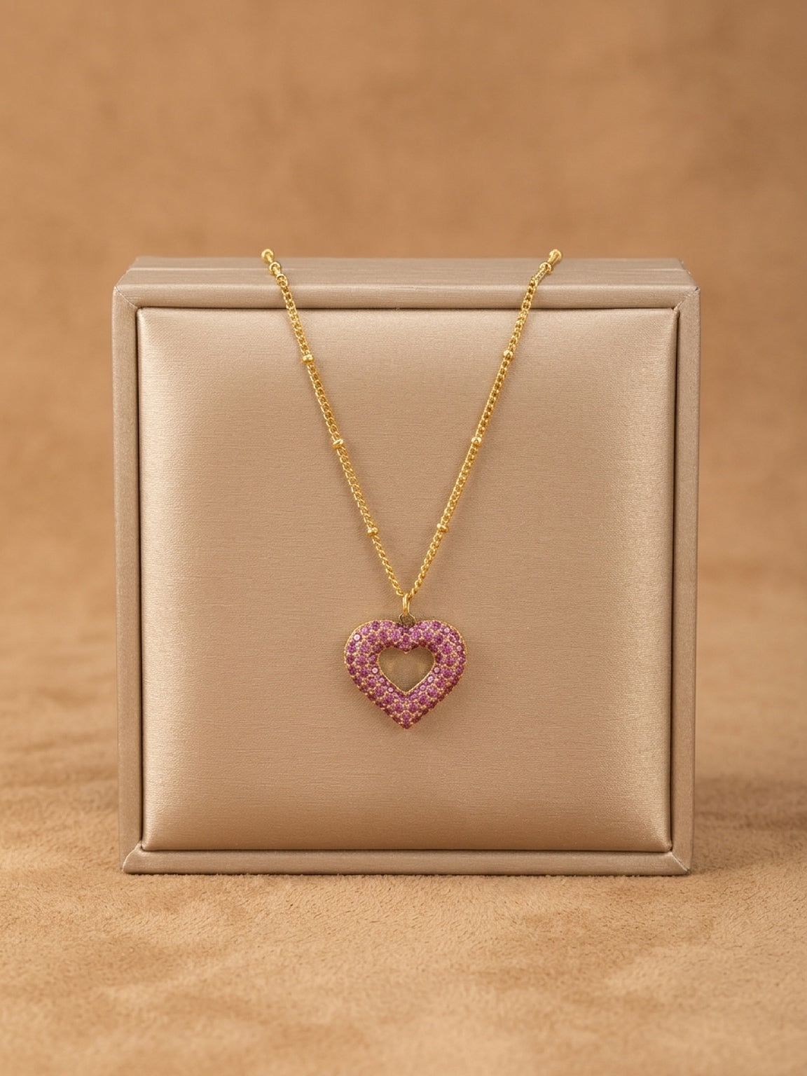 Pink Open Heart Necklace