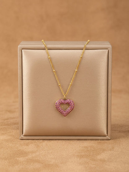 Pink Open Heart Necklace