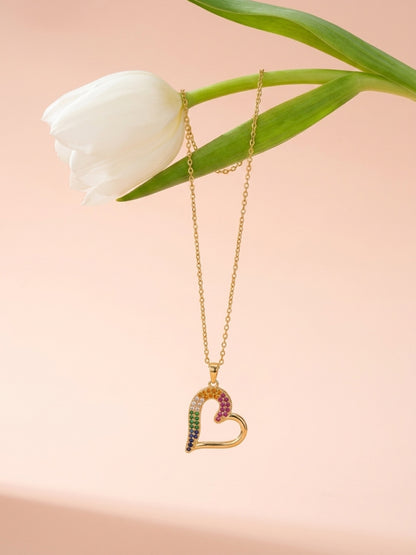 Gold Rainbow Heart Necklace