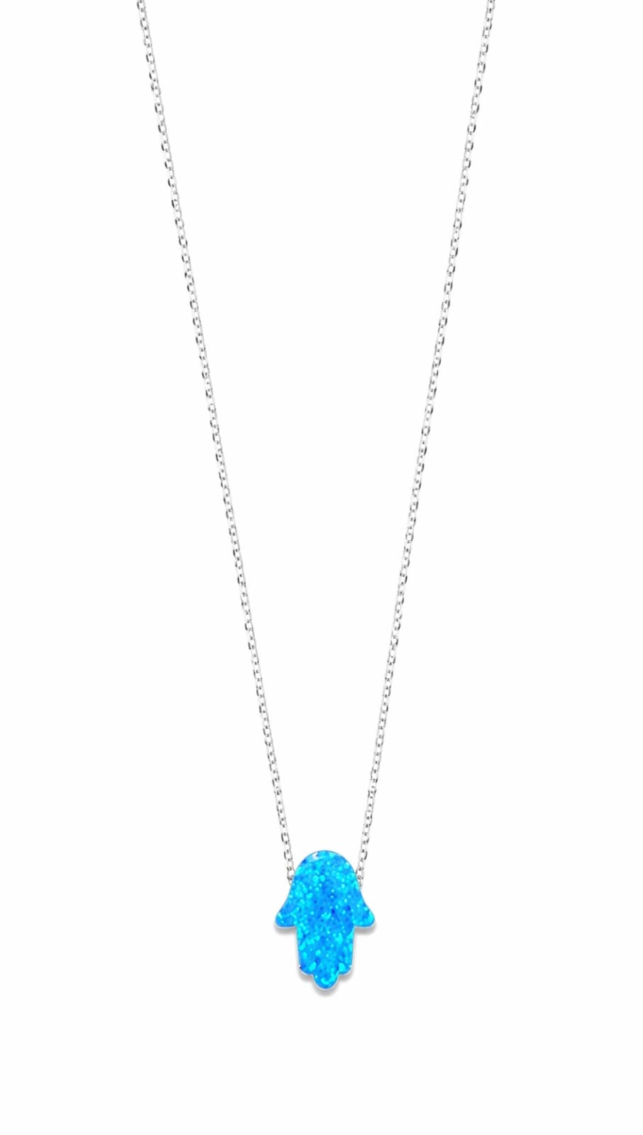 Sterling Silver Opal Chamsa Necklace