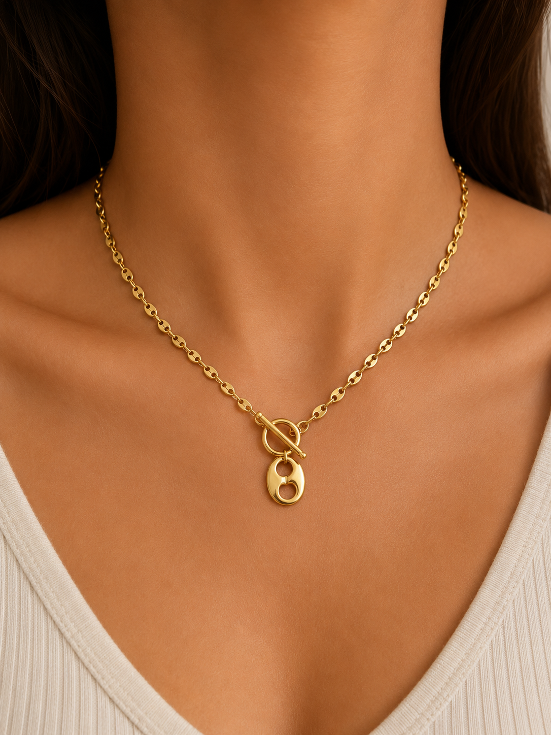 Coffee Bean with Hanging Pendant Necklace