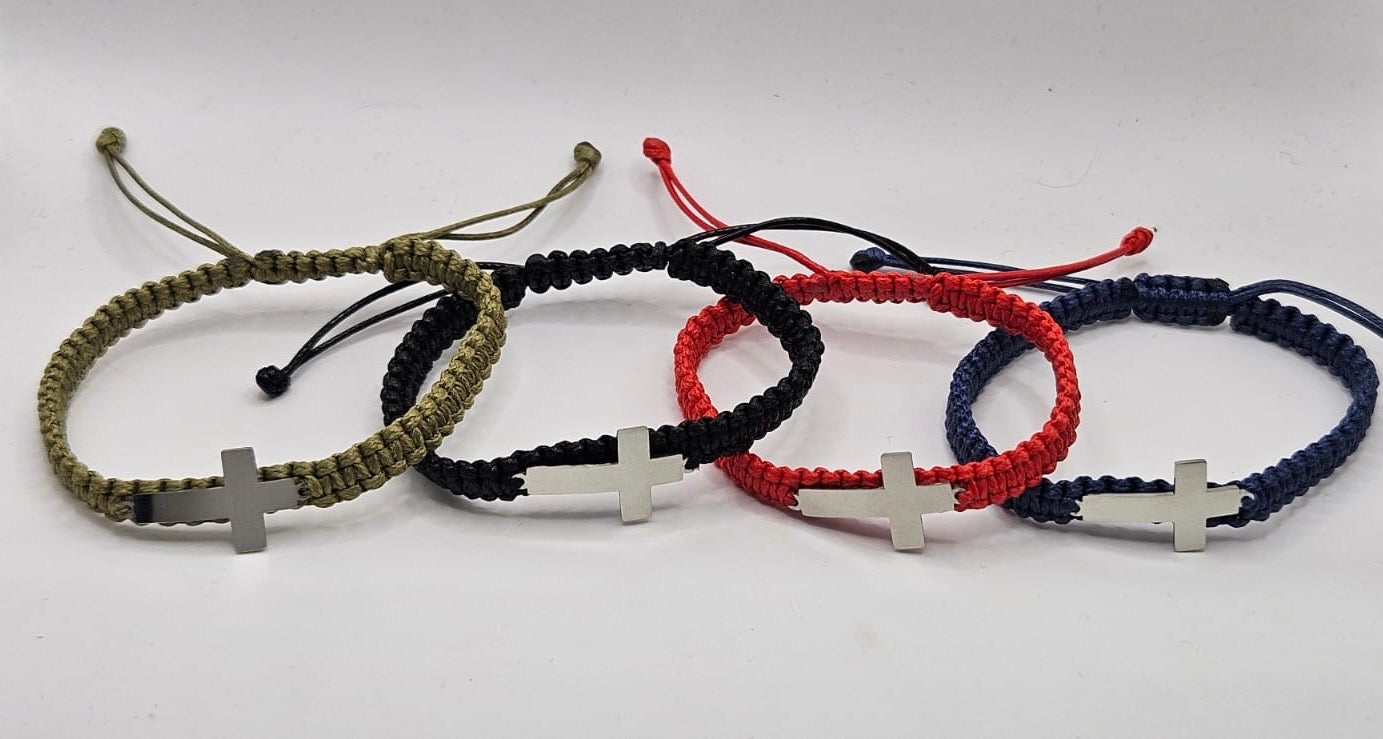 Box cord cross bracelet