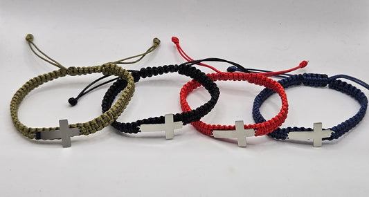 Box cord cross bracelet