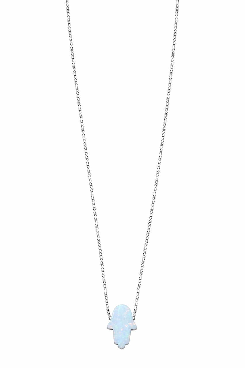Sterling Silver Opal Chamsa Necklace