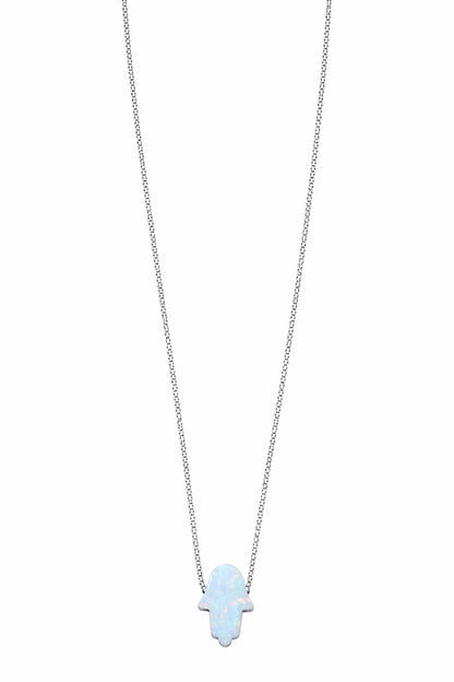 Sterling Silver Opal Chamsa Necklace