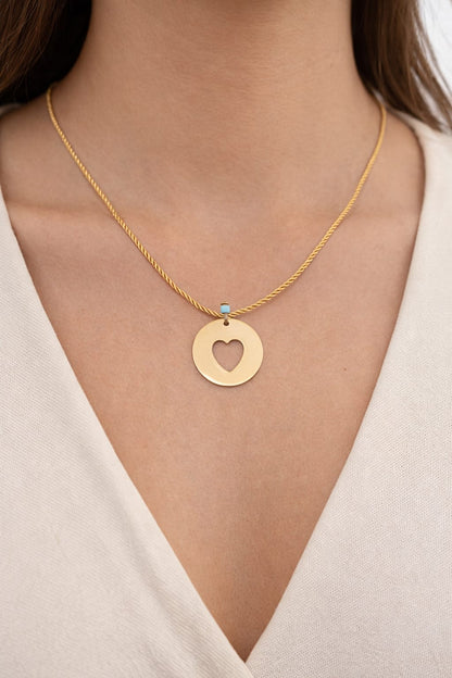 Cut Out Heart On Cord Necklace