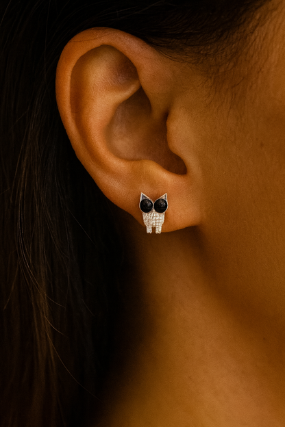 Owl with Enamel Eye Studs