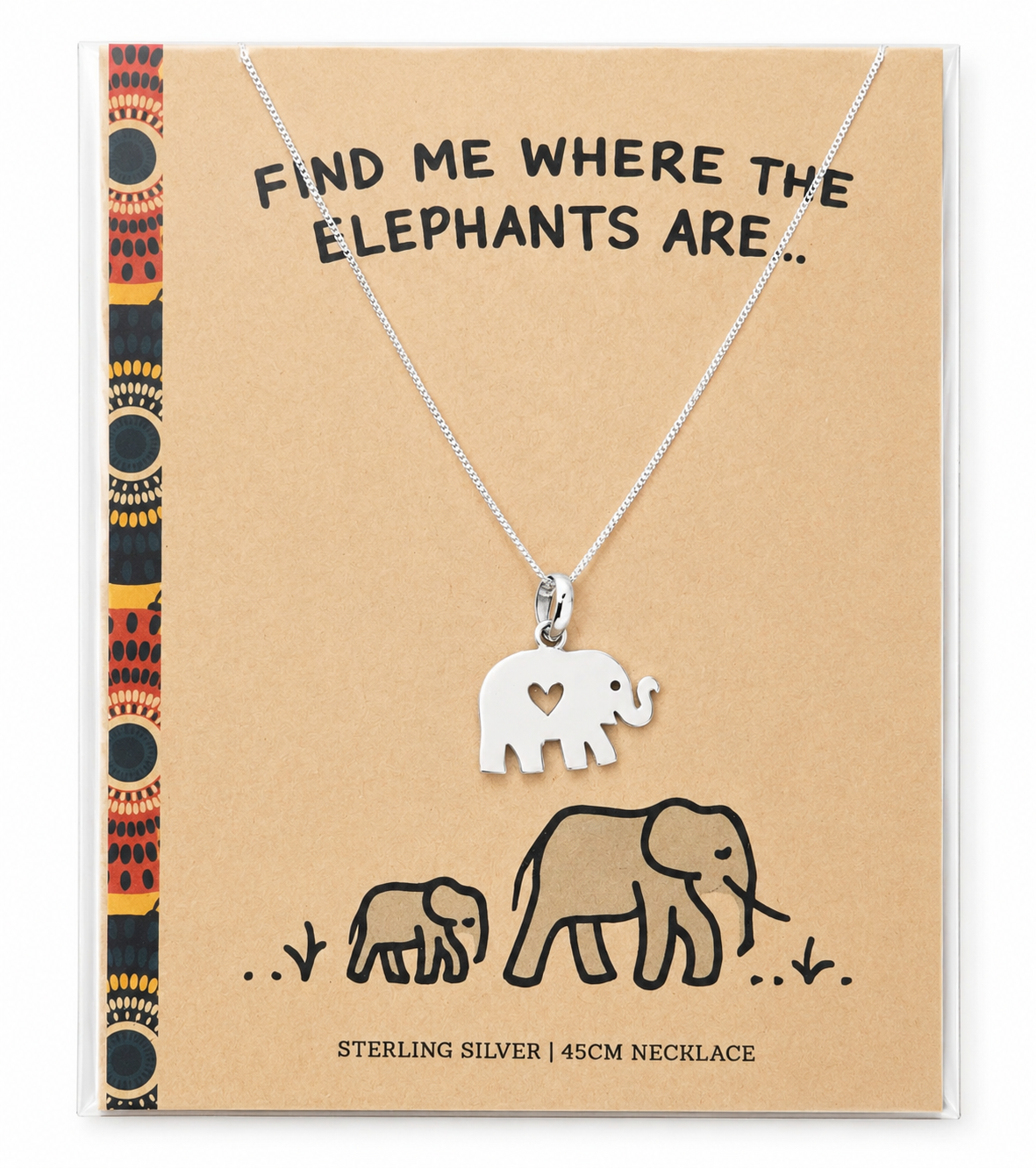 Sterling Silver Baby Elephant with Cut Out Heart Necklace