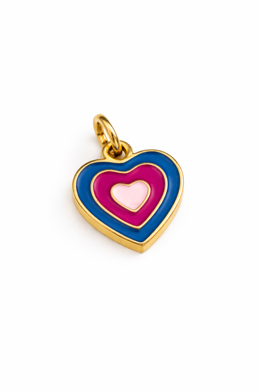 Pink and Blue Heart Charm