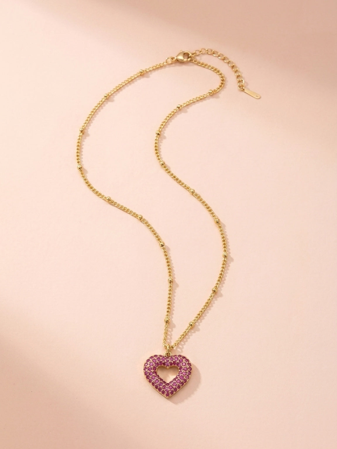 Pink Open Heart Necklace
