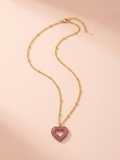 Pink Open Heart Necklace
