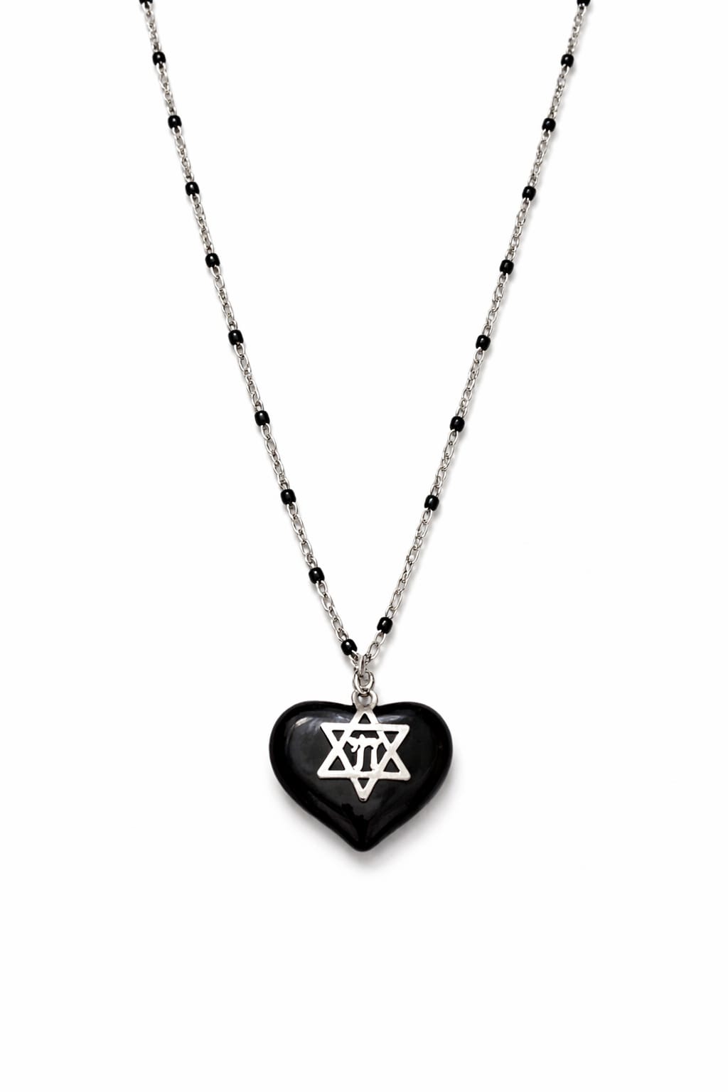 Heart and Chai Magen David silver necklace