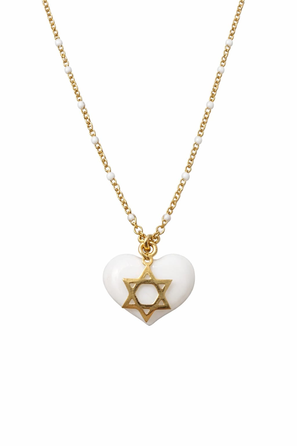 Heart and Magen David gold necklace