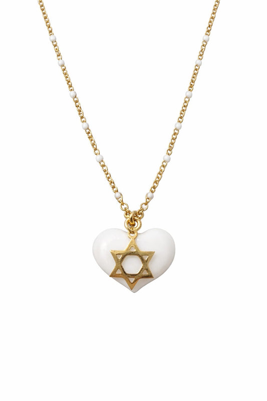 Heart and Magen David gold necklace