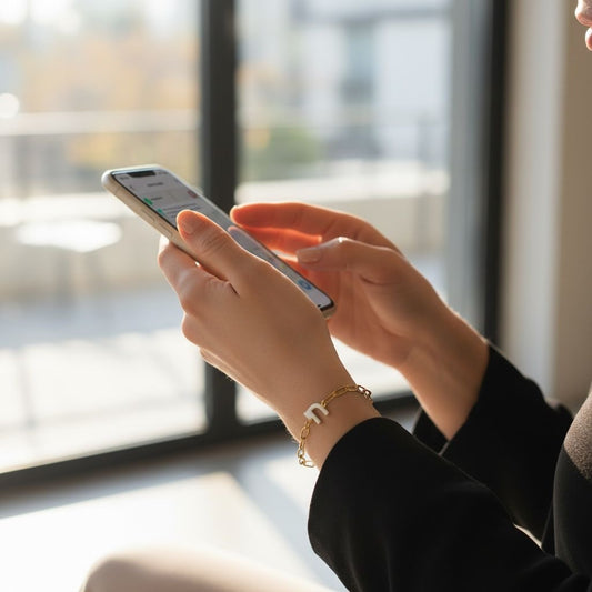 Enamel Chai on Gold Paperclip Bracelet