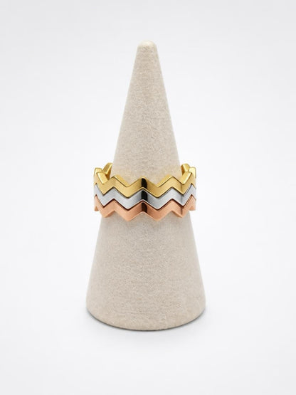 Zig Zag Three Tone Ring