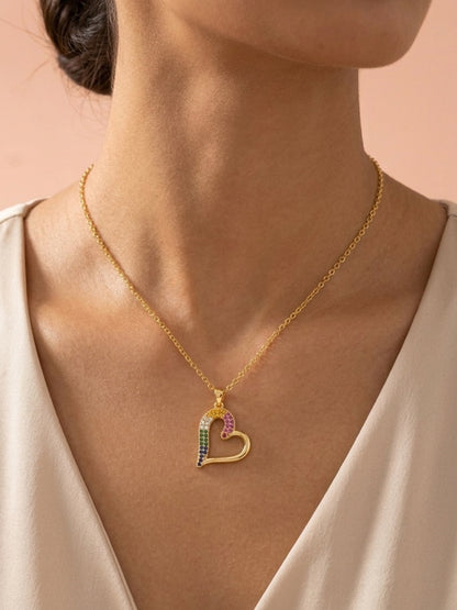 Gold Rainbow Heart Necklace