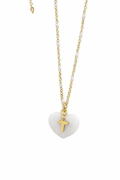 Heart and Cross Beaded Necklace