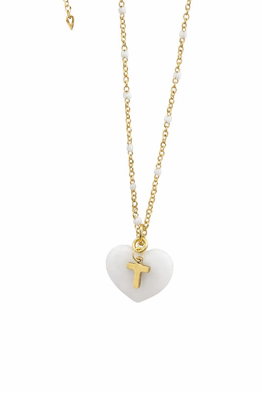 Heart and Cross Beaded Necklace