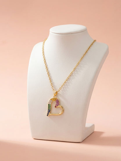 Gold Rainbow Heart Necklace