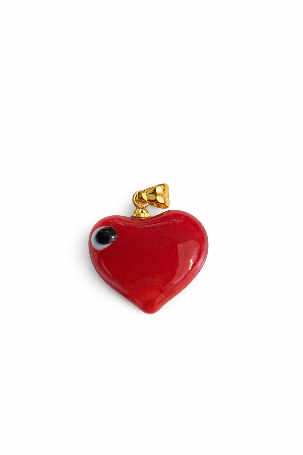 Glass heart with eye charm