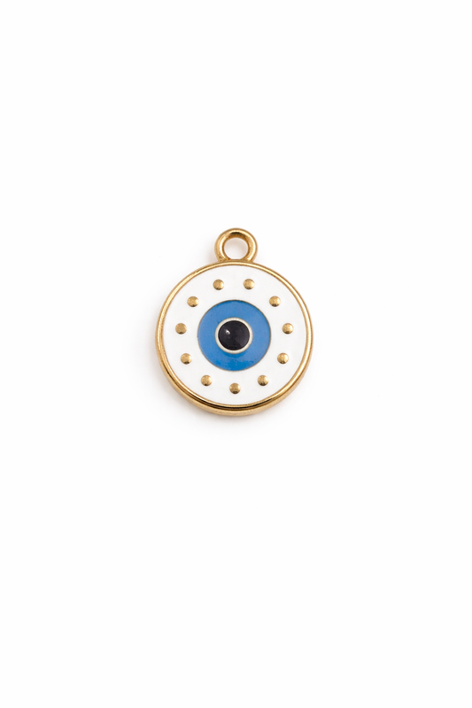 White and Blue Circle Evil Eye Charm
