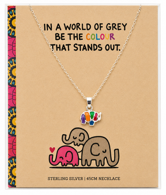 Sterling Silver Colour Elephant Necklace