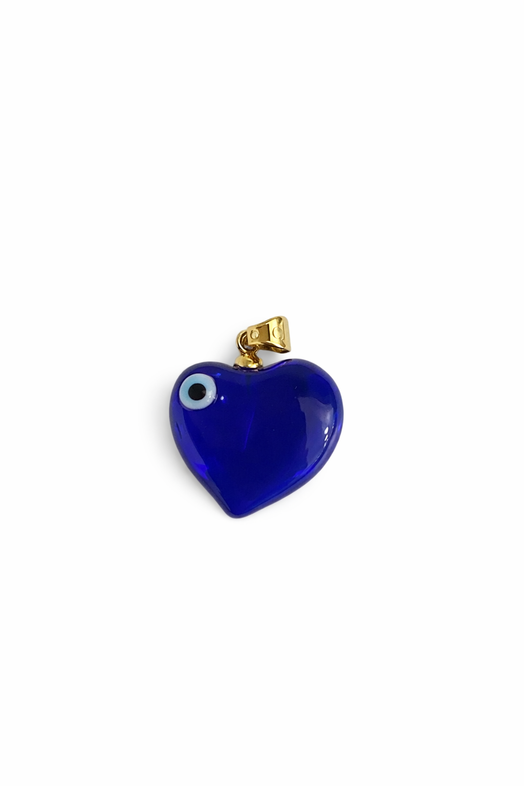 Glass heart with eye charm