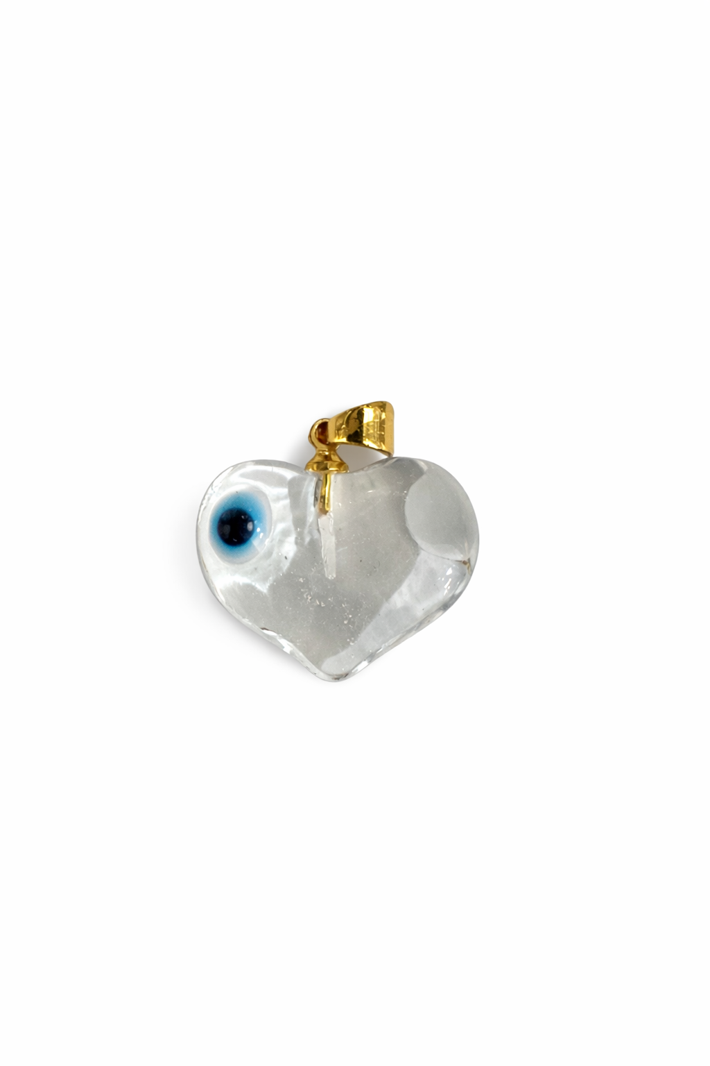 Glass heart with eye charm