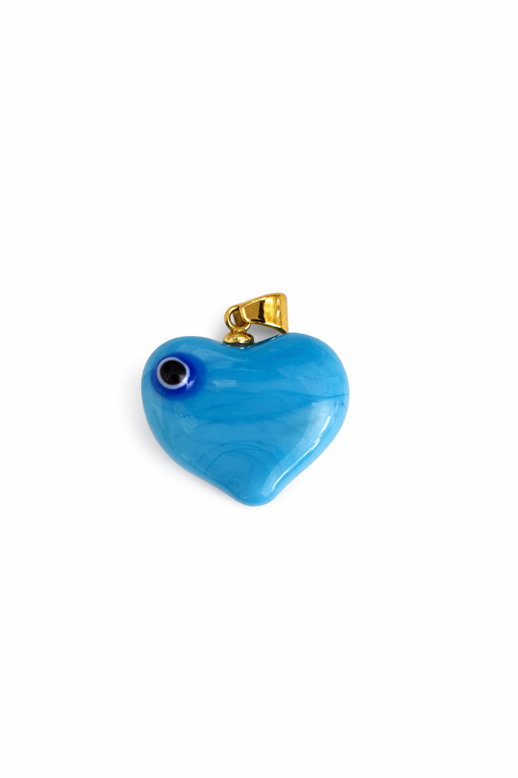 Glass heart with eye charm