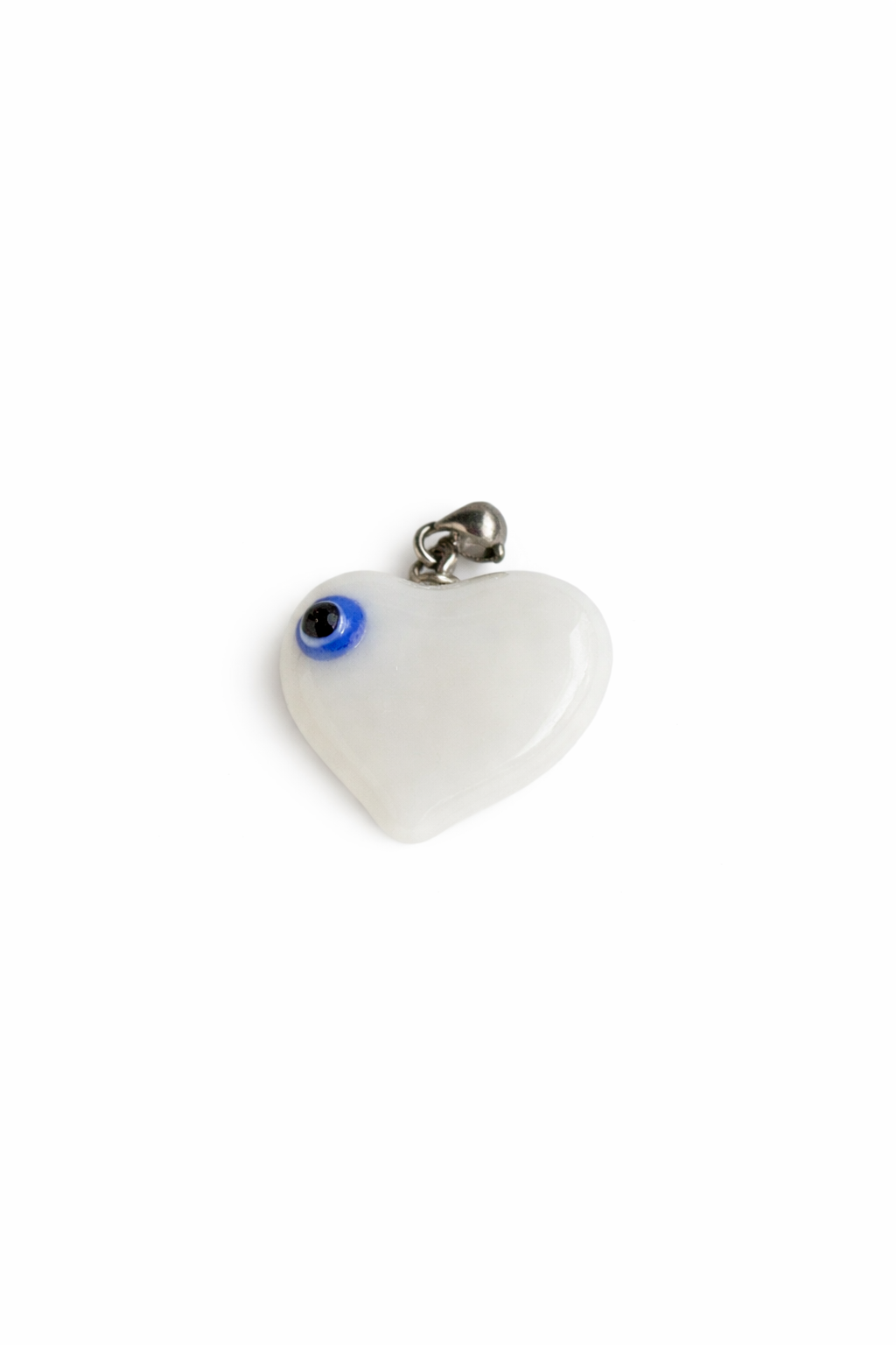 Glass heart with eye charm