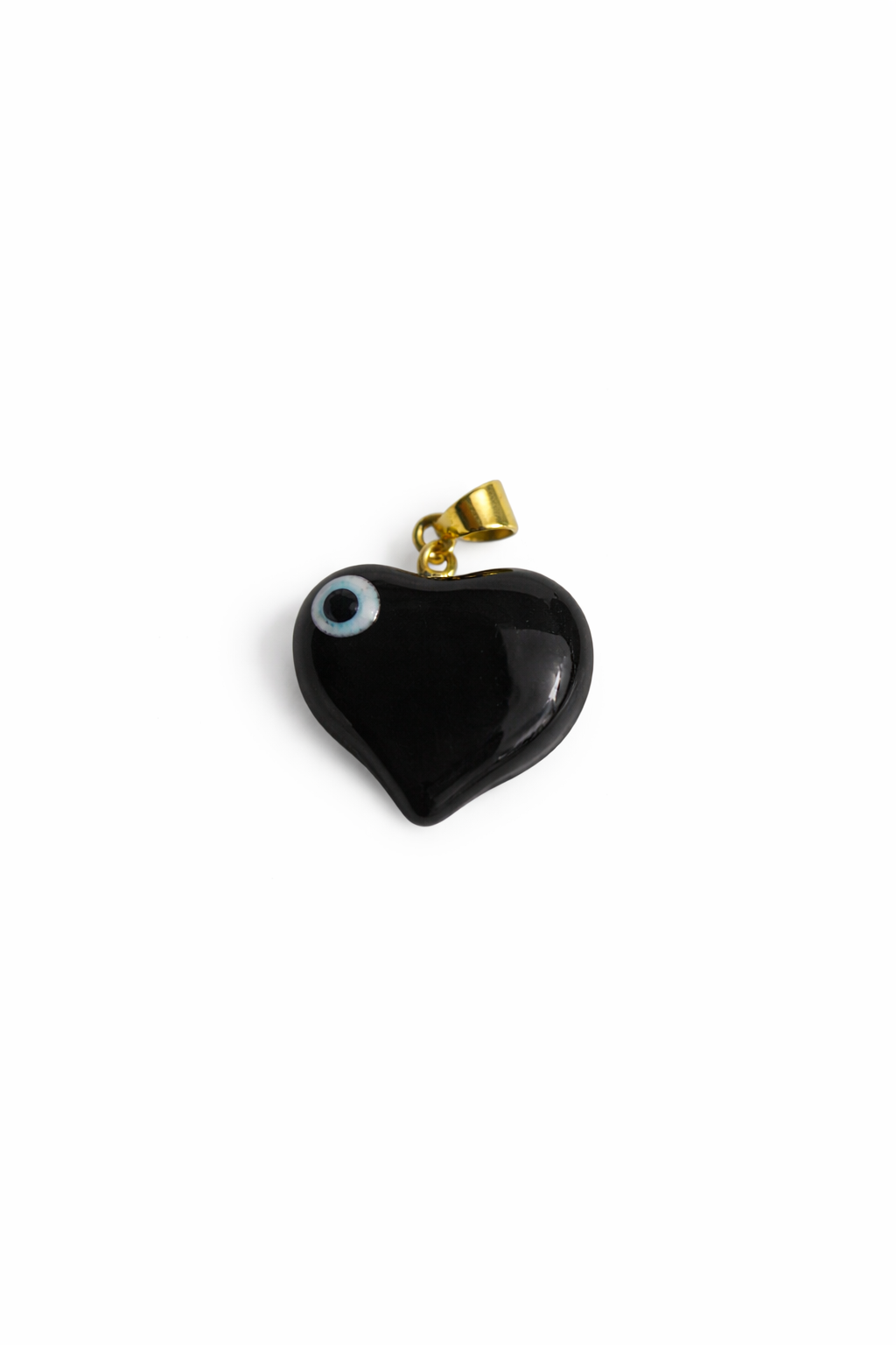 Glass heart with eye charm